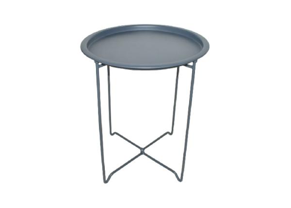 Round Steel Plate Rattan Garden Table Indoor Outdoor 40x48cm
