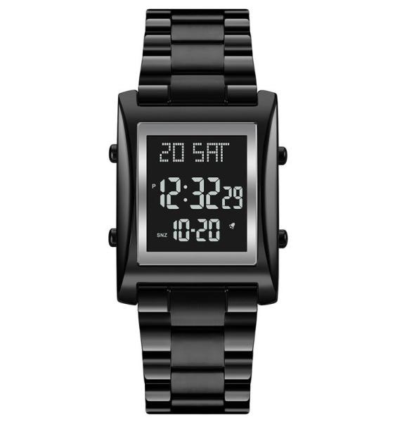 Qibla 1812 electronic waterproof stainless steel alloy business leisure Fashion Sports waterproof watch azan watch