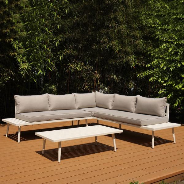 Patio Furniture Set Outdoor Sectional Sofa Conversation Set All Weather Wicker Rattan Couch Dining Table & Chair