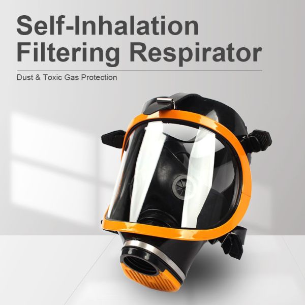 Yellow Silicone Full Face Dust Mask Self Priming Filtering Respirator Protects Against Toxic Gases And Dust