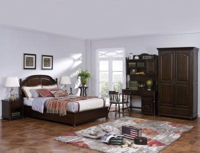 American Leisure Antique Design Single bedroom furniture Small bed with writing Desk and Bookcase and 2 door wardrobe