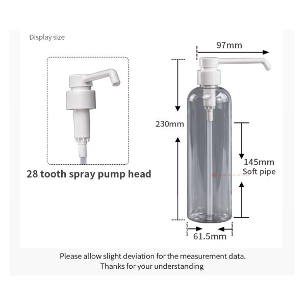 Alcohol 25mm Water Mist Plastic Empty Spray Bottles 210*61.5mm