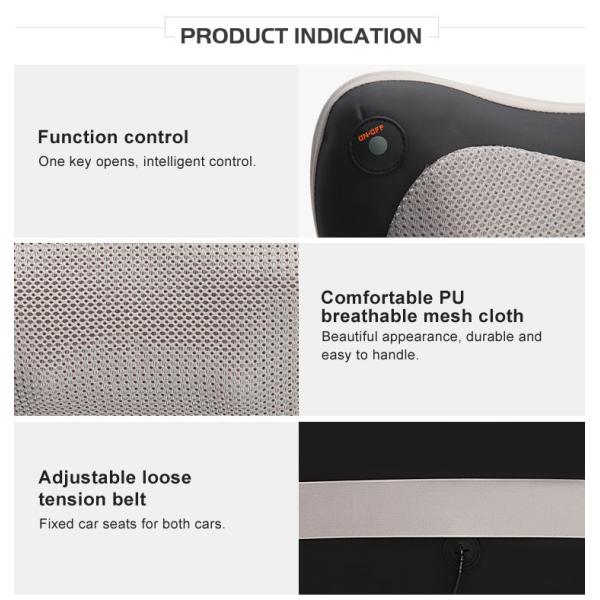 Acupressure Shiatsu Massage Pillow PU Material Promote Blood Circulation Relax Muscle