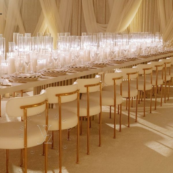 Stackable Sherpa Cushion Metal Hotel Wedding Banquet Restaurant Chair White Fabric Upholstery Wedding Decor Chairs