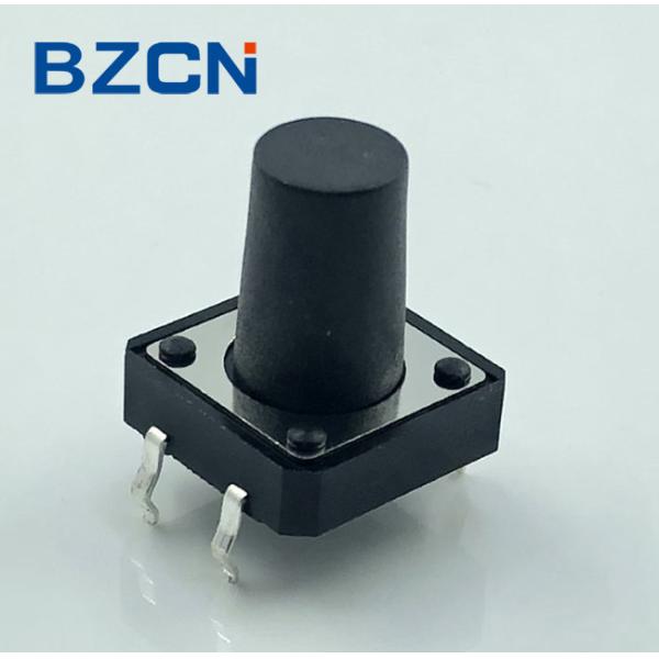 Black Momentary 12mm Tactile Switch High Operation Force With 50mA Rating