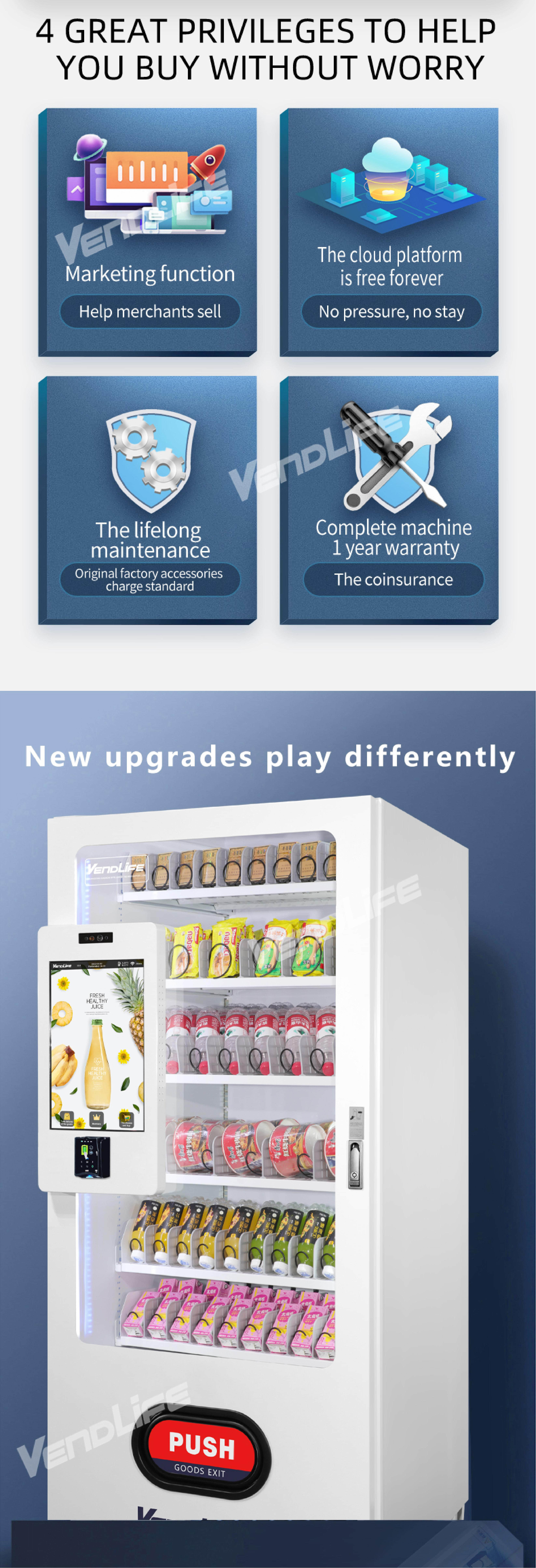 Smart Beverage Vending Machine with 21.5 Inch Touch Screen, Refrigerated Drink Dispenser, Cashless Payment and Remote Management System for Commercial Self Service Retail