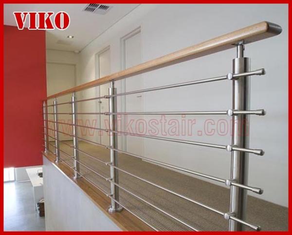 Steel Cable Stair VK86SC  Wooden Handrail  Treed American Oak  Carbon Steel Powder-coate Aluminum 304 Stainless Steel