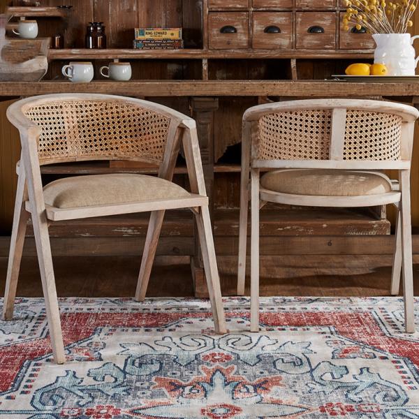 Hôtel Nordic en bois massif en écorce de rotin Chaise à dos salle à manger Salle de séjour Chaise en rotin