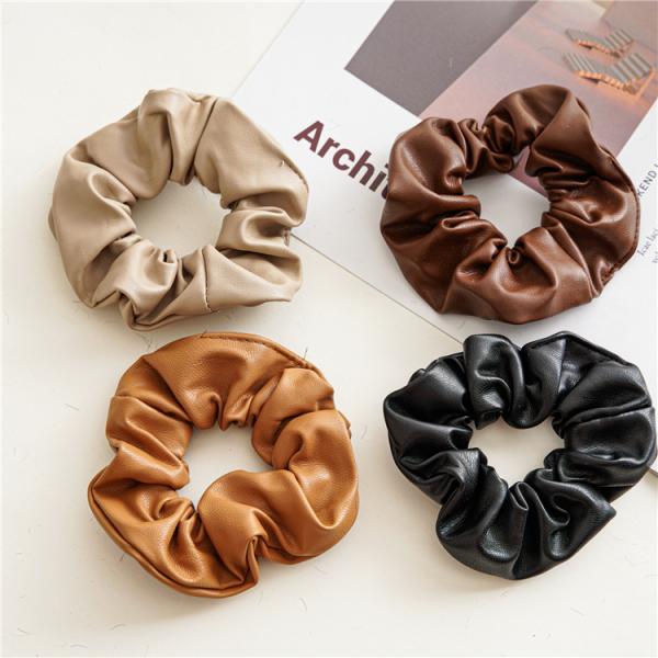Korean fashion lady pu leather hair rope hoop Instagram temperament girls large loop hair rope headwear wholesale