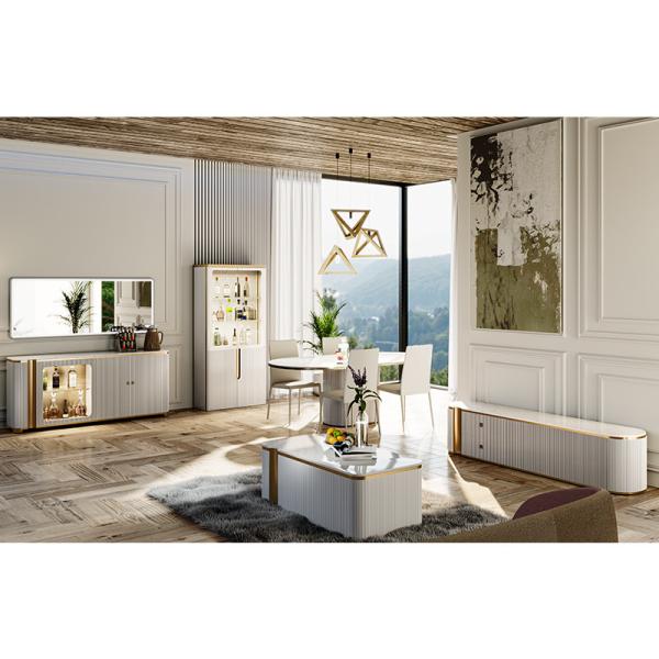 Simple Design White Glass Display Wine Rack Dining Room Furniture Modern Luxury Living Room Wooden Home Bar Wine Cabinet