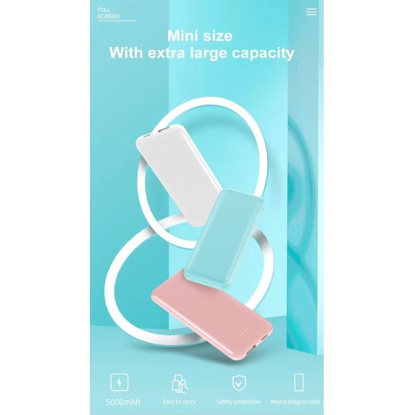 5V 2A Custom Logo Slim Mini Power Bank 5000mAh Mobile Charger Pink PowerBank Promotional Gift