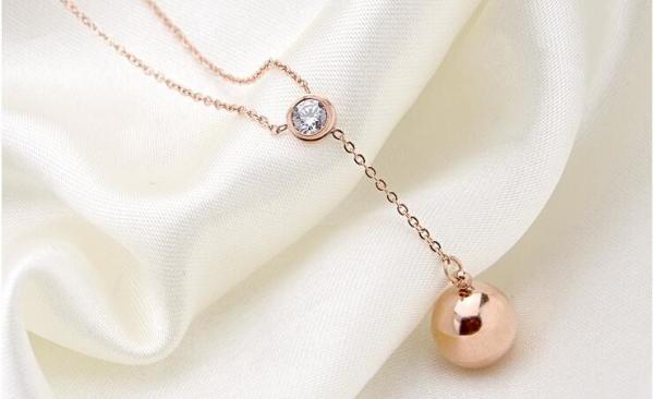 Fashion Jewelry Necklace Stainless Steel Rose Gold Diamond Necklace