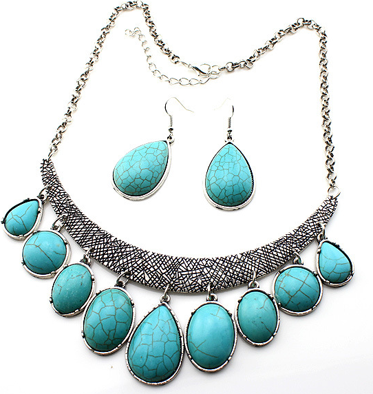Nepal vintage style jewelry turquoise necklace Earring Sets