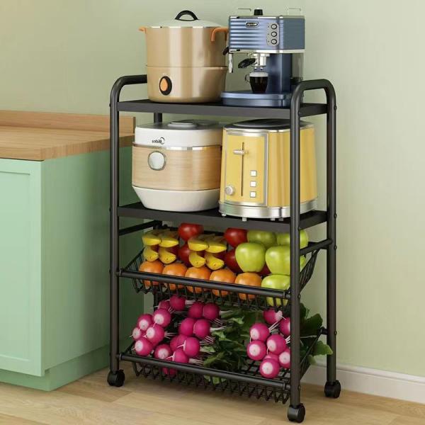 5 Tier Non-folding Rack Kitchen Storage Organizer with Stable Rotating Rolling Design