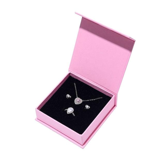 Luxury Rigid Paper Jewelry Boxes Black Cardboard Paper Necklace Packaging Box