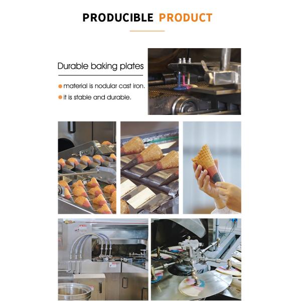 Автоматическая производственная линия конуса вафли, 61 шаблон выпечки литого железа, материал нержавеющей стали.