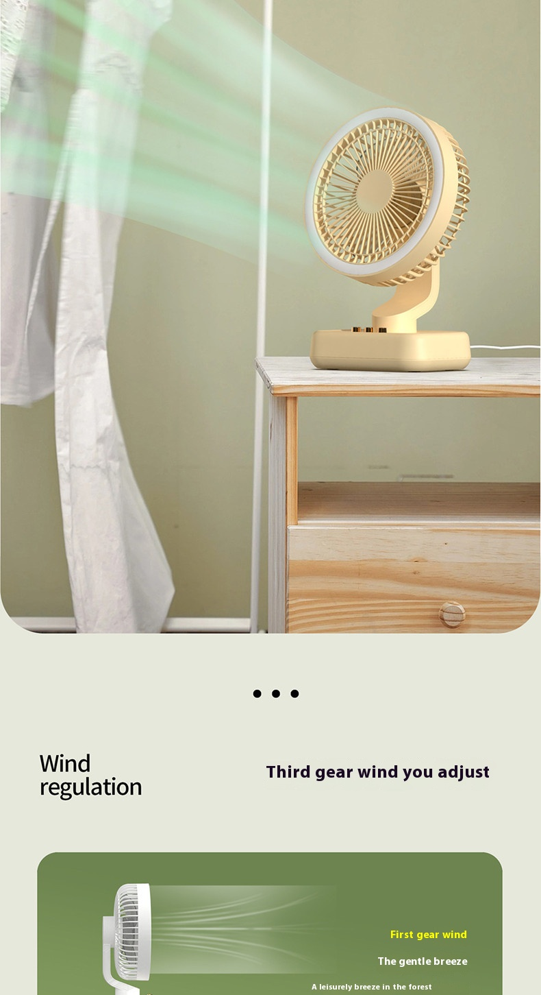Quiet Cooling 3 Speed Portable Desk Fan With LED Light Home Or Office Use