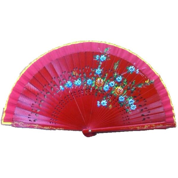 [I AM YOUR FANS] Spanish Folding Wooden Hand Fan Customized Home Decoration  Spanish Wood  Fan Painted With Flower