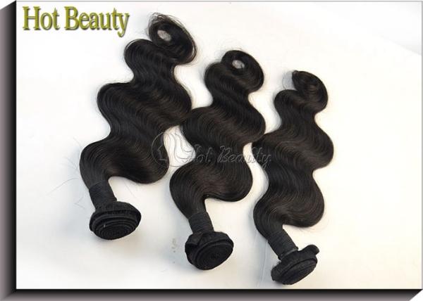 Malaysian Virgin Human Hair Extensions Body Wave Natural Black , Soft Bundles