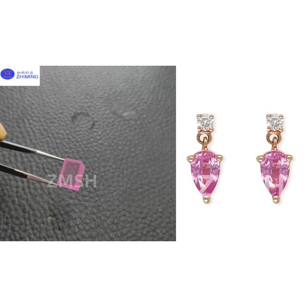 Piedra preciosa de laboratorio de color rosa de Sakura Material de zafiro de color crudo Alta transparencia