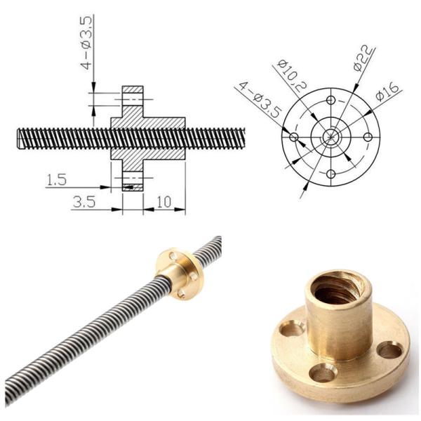 Brass Nut Stainless Steel Hardware Fasteners For 8mm T8 Leadscrew Threaded Rod CNC 3D Printer Tool Parts