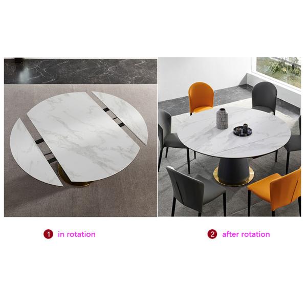 Metal Base Sintered Stone 75ch Height Oval Rotate Table