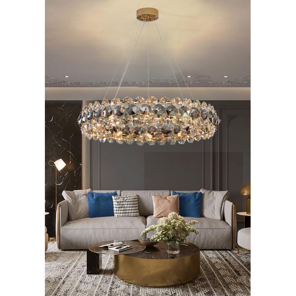 Smoke gray crystal chandelier for living room round hanging lamp decorative lights for room(WH-CY-233)