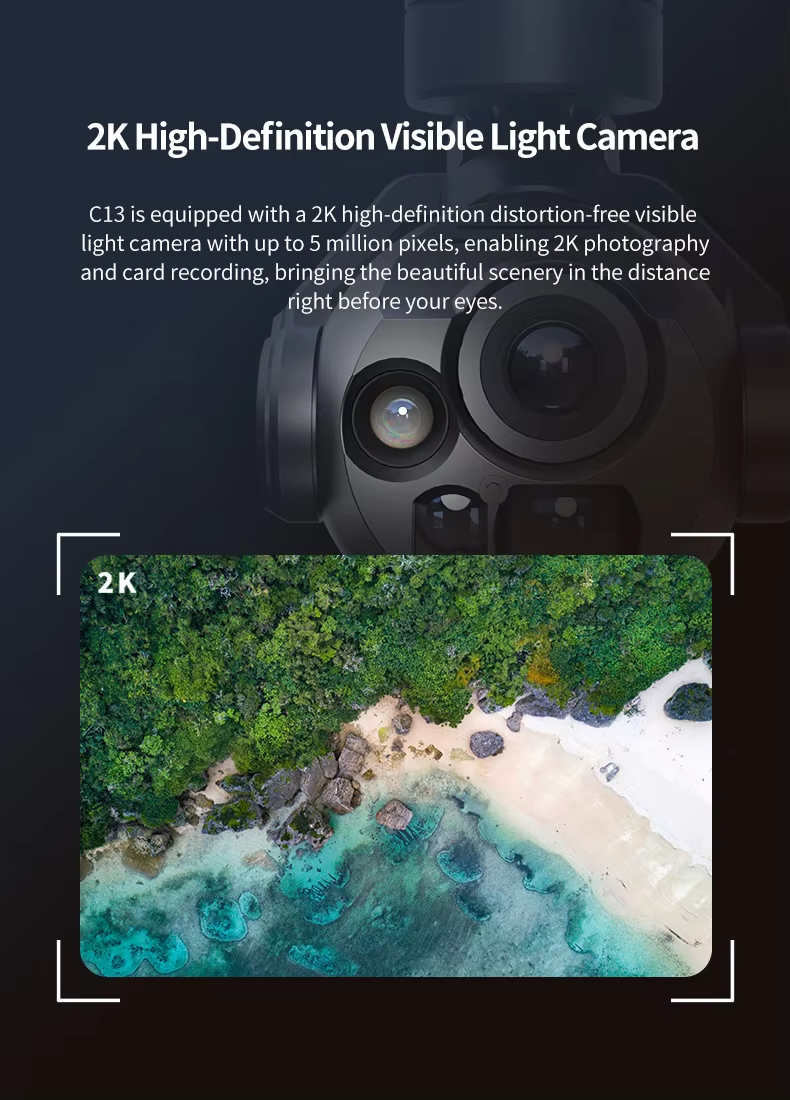 Skydroid C13 Intelligent AI Tracking Three Axis Camera Gimbal 30X Zoom High Resolution Thermal Imaging Durable Plastic Material