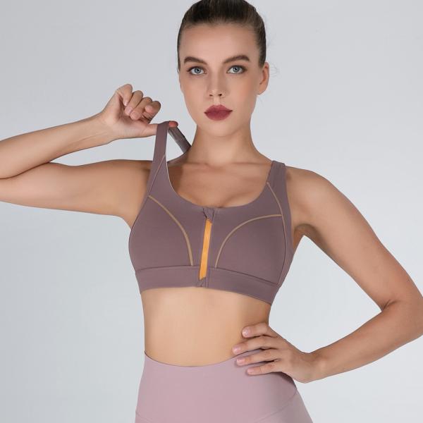 Full Cup Front Zipper Sports Bra Shockproof Fitness High Strength