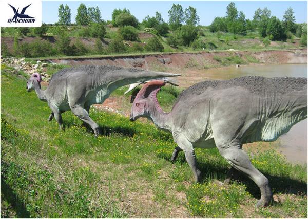 Playground Exhibition Twins Dinosaur Lawn Decorations For Theme Park