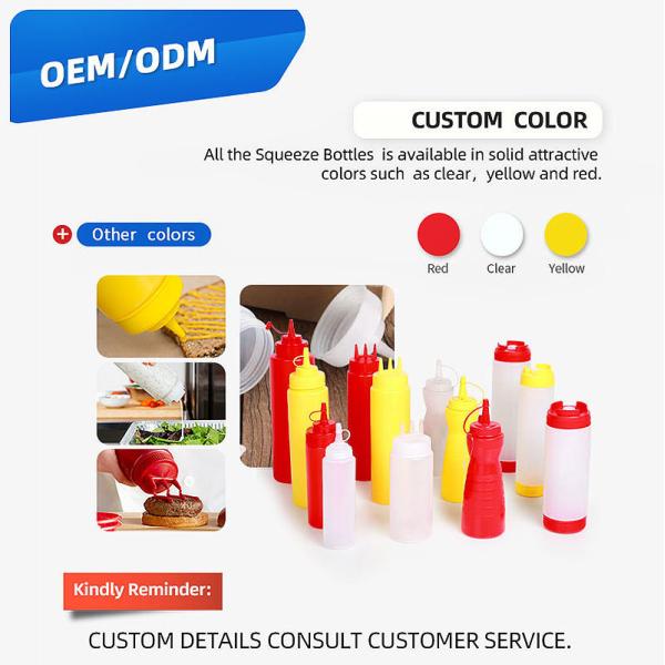 24oz Dessert Tools Condiment Sauce Bottle With Lids Plastic Squeeze Sauce Bottle Squirt Bottles for Liquids