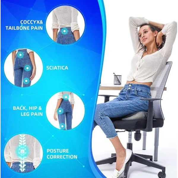 OBLONG Memory Foam Office Chair Cushion Pad Hip Massage Support Orthopedic Pain Relief