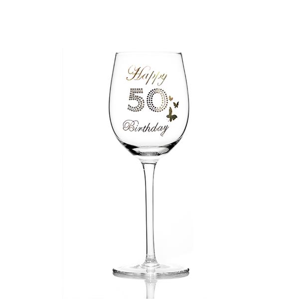450ml Hand Blown Crystal Wine Goblets Classic With Vinyl Lettering