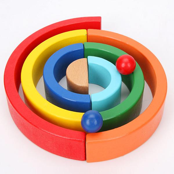 Blocs constitutifs en bois Toy Creative Educational d'arc-en-ciel de Brown 18cm