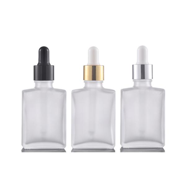 Square Transparent Black Hair Oil Glass Dropper Bottle Rectangle