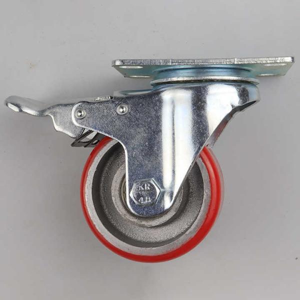 4 Inch Medium Flat Casters Hot Sale Swivel And Brake Top Plate Casters Made of Durable Steel Various Industrial