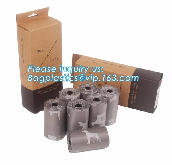 LED Flashlight Dog Waste Bag Dispenser Holder with Pet Waste Bag Poop Roll Bags, BPI ASTM D6400 EN13432 Approval Customi