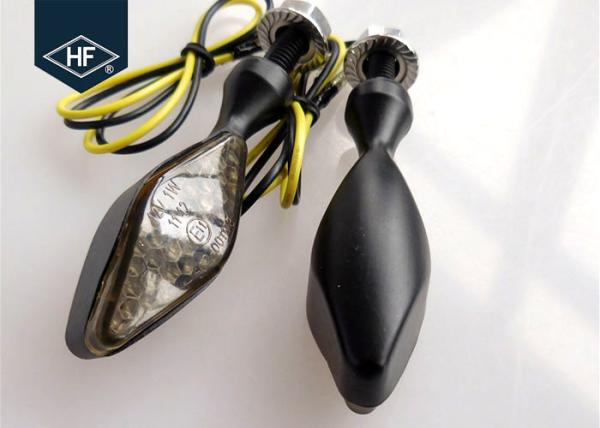 2 PCS Universal Aftermarket Motorcycle Lights LED Metal Amber Black Blinkers