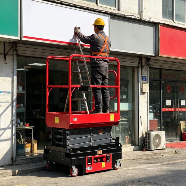 Upright Mobile 4x4 Scissor Lift Property Janitorial Aerial Work Platform