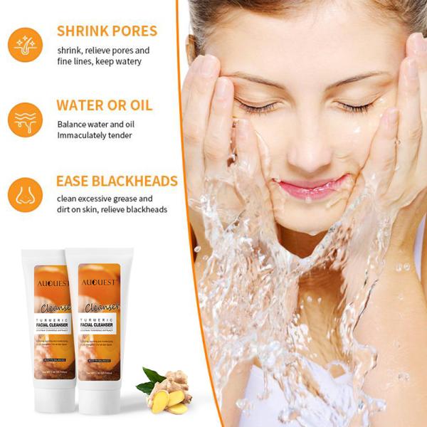 Wholesale Korean Cosmetics Face Wash Facial Cleanser 100ml Face Cleansing Turmeric Cleanser Foam Face Wash Cleanser