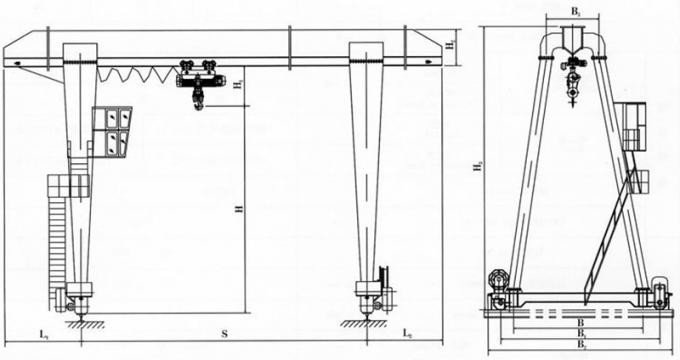 Одиночный кран на козлах прогона 10T