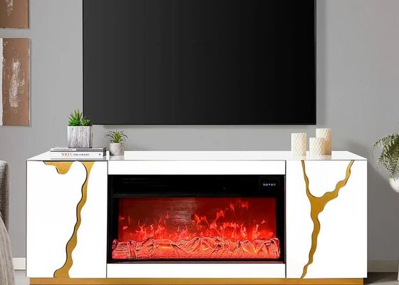 JS-TV06 71-inch Super White Glass Electric Fireplace TV Stand with Modern Minimalist Design