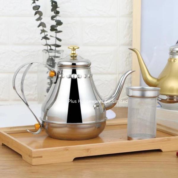 Kitchen supplies stainless steel reinforced tea kettle anti side leakage stainless steel coffee pot with filter