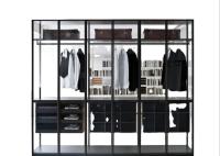 Garde-robe en verre en aluminium de porte en verre de glissement de DTC avec les tiroirs et le cintre en bois