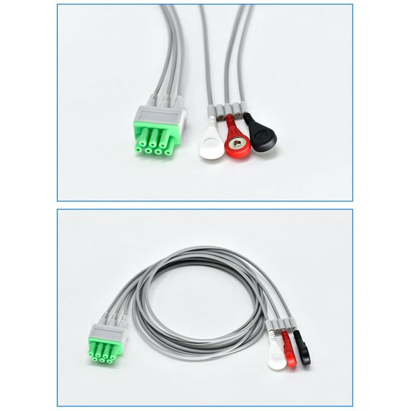 Medical Consumables Three Conductor AHA and IEC ECG Wires Compatible with Tms-6016 Telemetry Monitoring System
