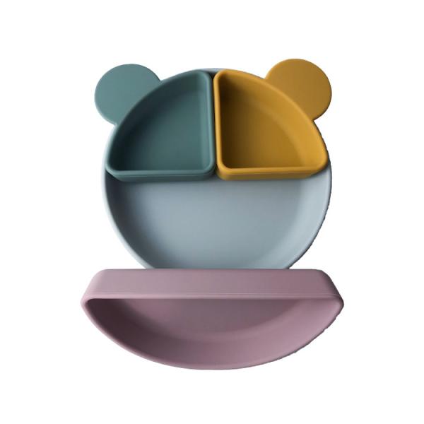 Bpa Free Kids Tableware Food Grade 2022 Silicone Baby Feeding Plate Set Suction
