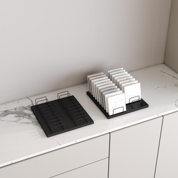 All In One Stone Display Stand White  Multi Row Quartz Display Rack Sample Holder