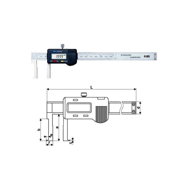 Durable 40-500mm/1.6-20 Stainless Steel Flat Head Inside Groove Digital Caliper Metric Measuring Tool