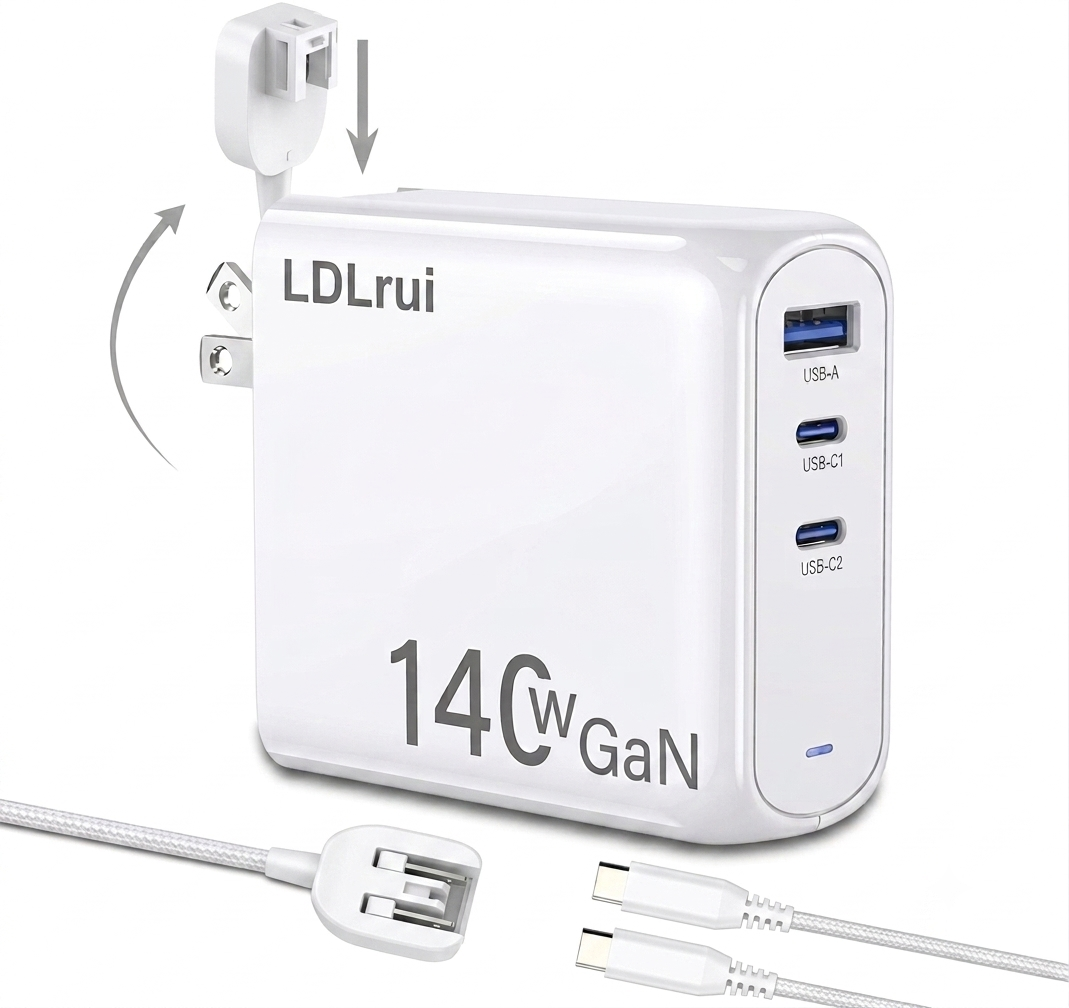 Multi Port GaN Fast Charger White High Power Wall Charger 140W For Laptops Tablets