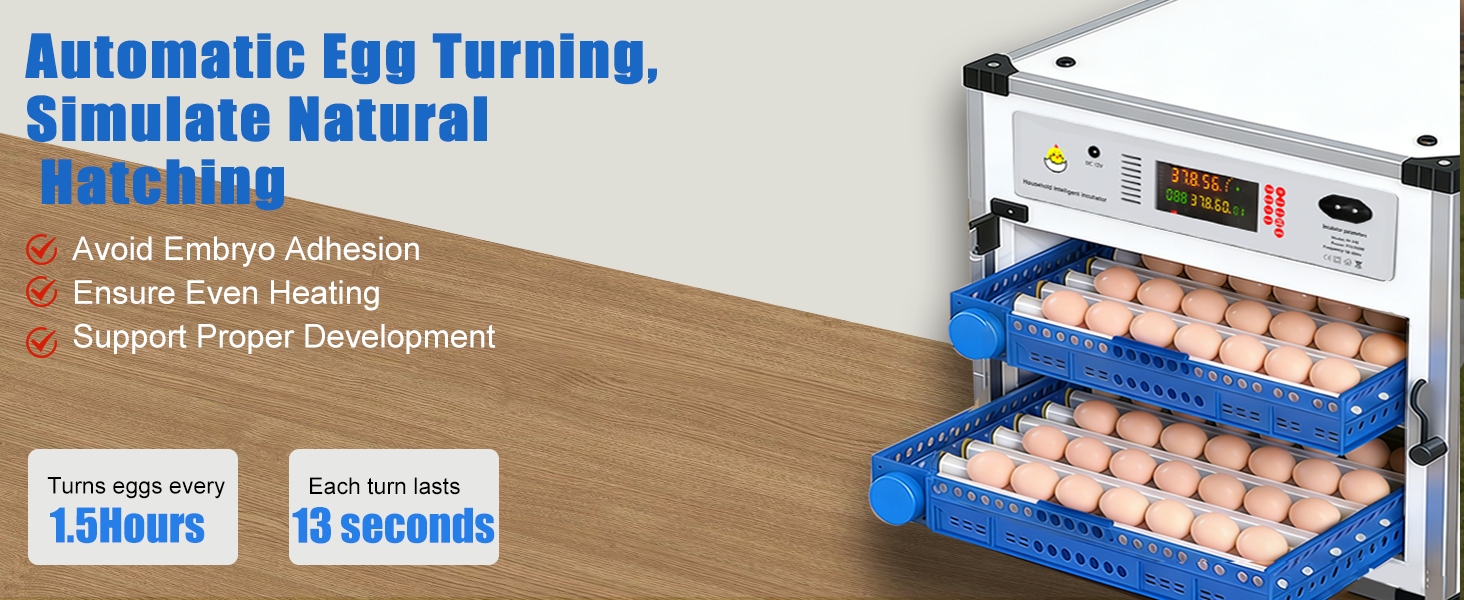Automatic 136 Eggs Egg Incubator With Auto Turner, Digital Temperature Humidity Control & Water Refill, Incubators For Hatching Eggs For Chicken Duck Goose Pigeon Eggs